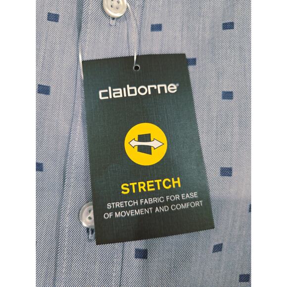 NWT Claiborne Men's Light Blue with Navy Accents Stretch Causal Shirts 2XL - Picture 6 of 6